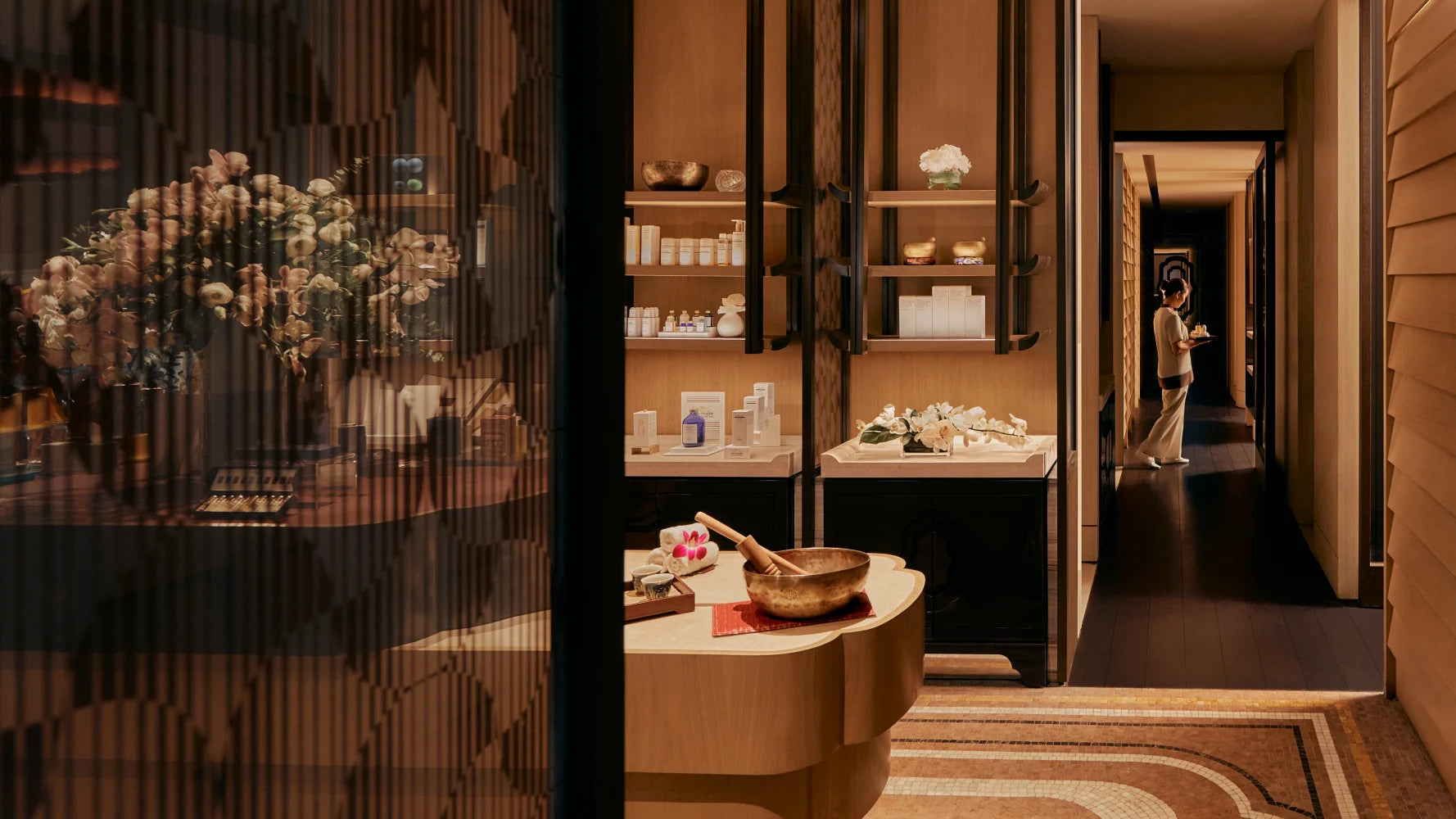 The interior design of the spa at Mandarin Oriental, Singapore.